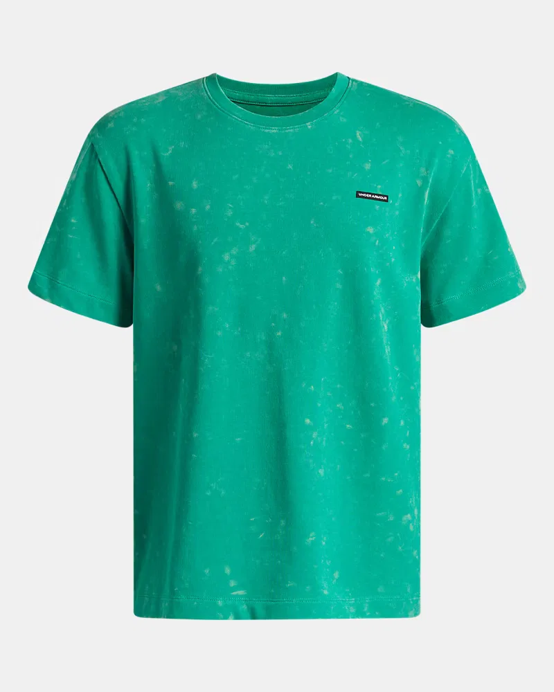 Футболка оверсайз для мальчиков с эффектом wash UA Heavyweight Wash UnderArmour, Geode Green/White
