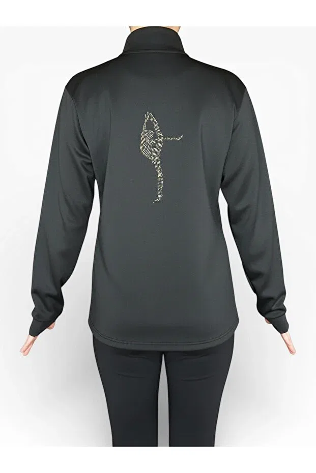 Детское худи с принтом Finger-Interlocking pink piped black tracksuit top with stones in balance She Can Wear, Rocky Balance