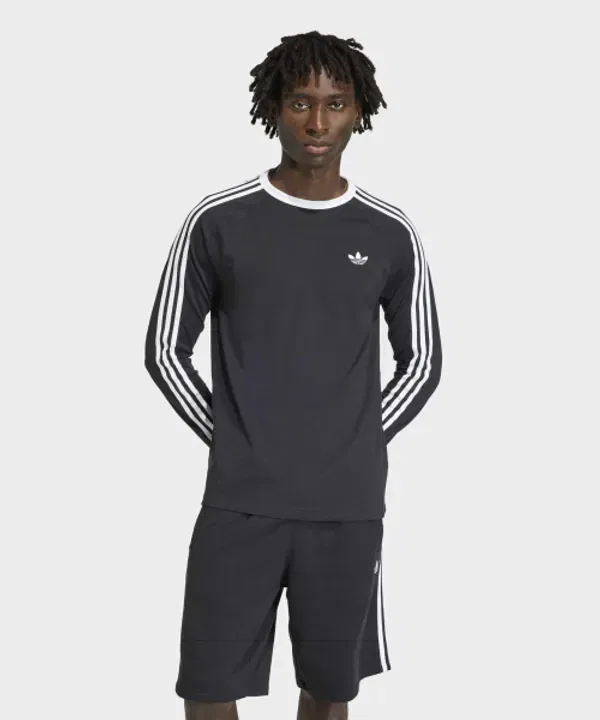 Футболка с длинным рукавом с 3 полосками, Adidas, черный