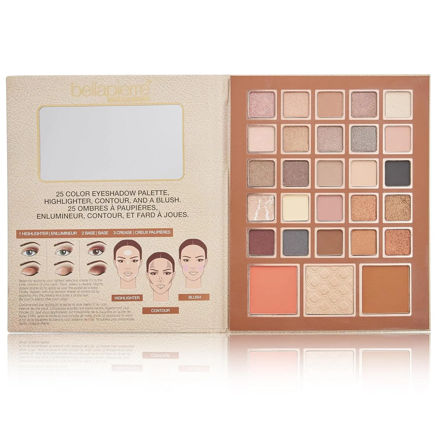 Палетка теней для век и лица 25 оттенков bellapierre, Nude Face & Eye Book Palette, 225 г — фото 3