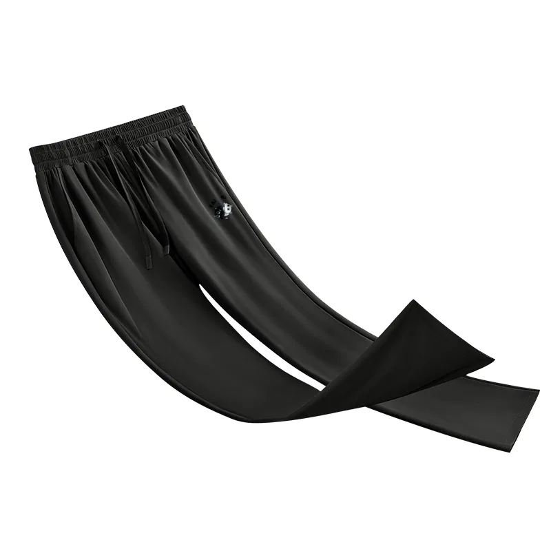 Детские брюки прямого кроя из льняного шелка MINISO, Ice Silk Cooling Black (Tai Chi Cat Pants Logo)