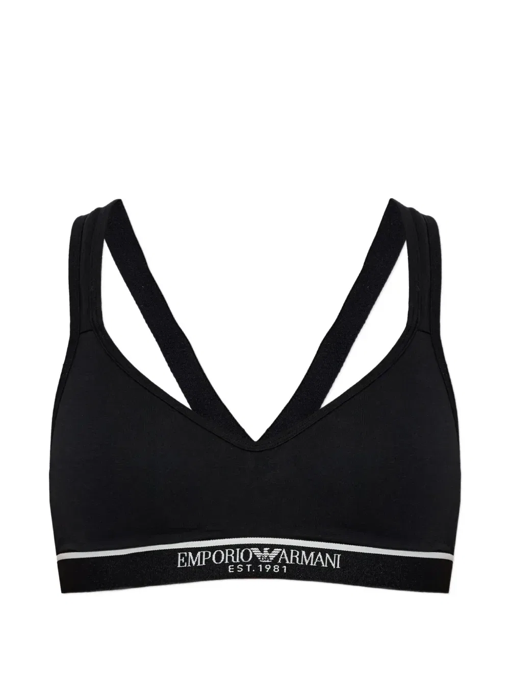 Бюстгальтер с логотипом и перекрестными бретелями EMPORIO ARMANI, черный