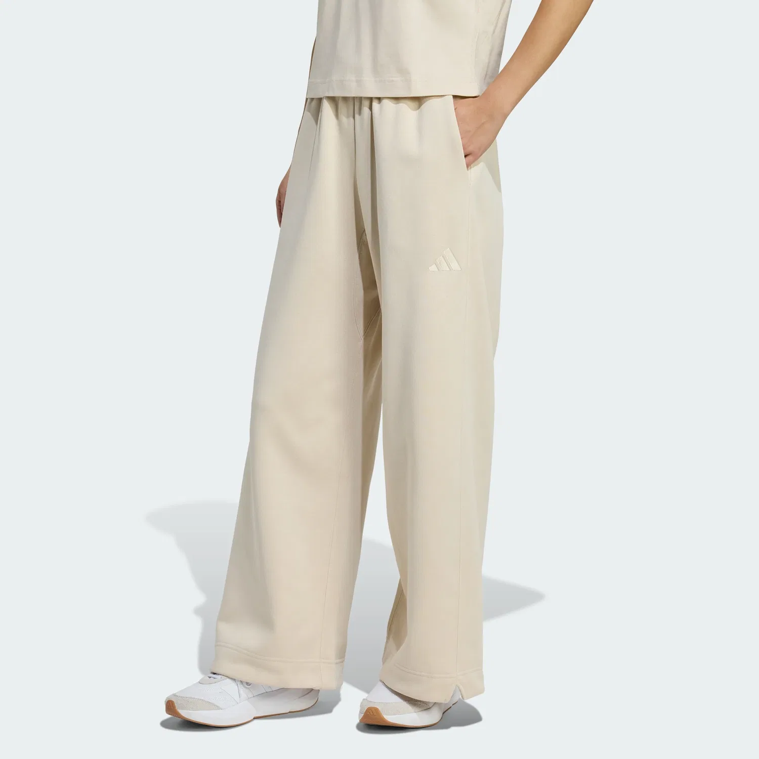 Женские брюки adidas ALL SZN из футера свободного кроя с широкими штанинами, Crystal Linen