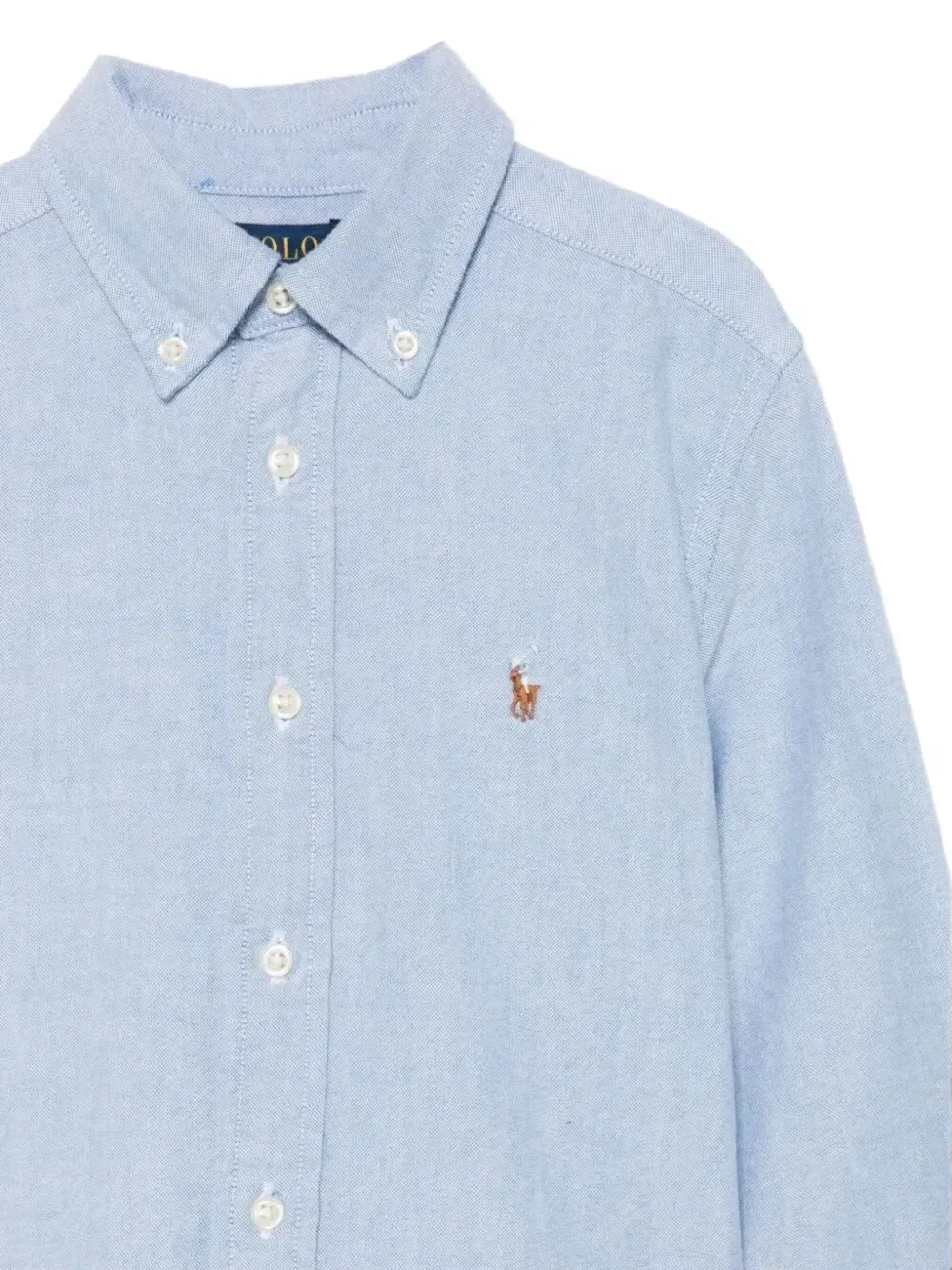 Рубашка из ткани оксфорд с вышитым логотипом Polo Ralph Lauren Kids, синий — фото 3
