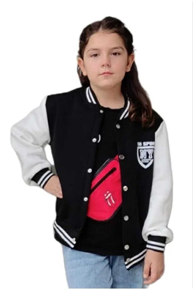 Детская куртка для девочек с принтом College Jacket Sindel, Black — фото 3