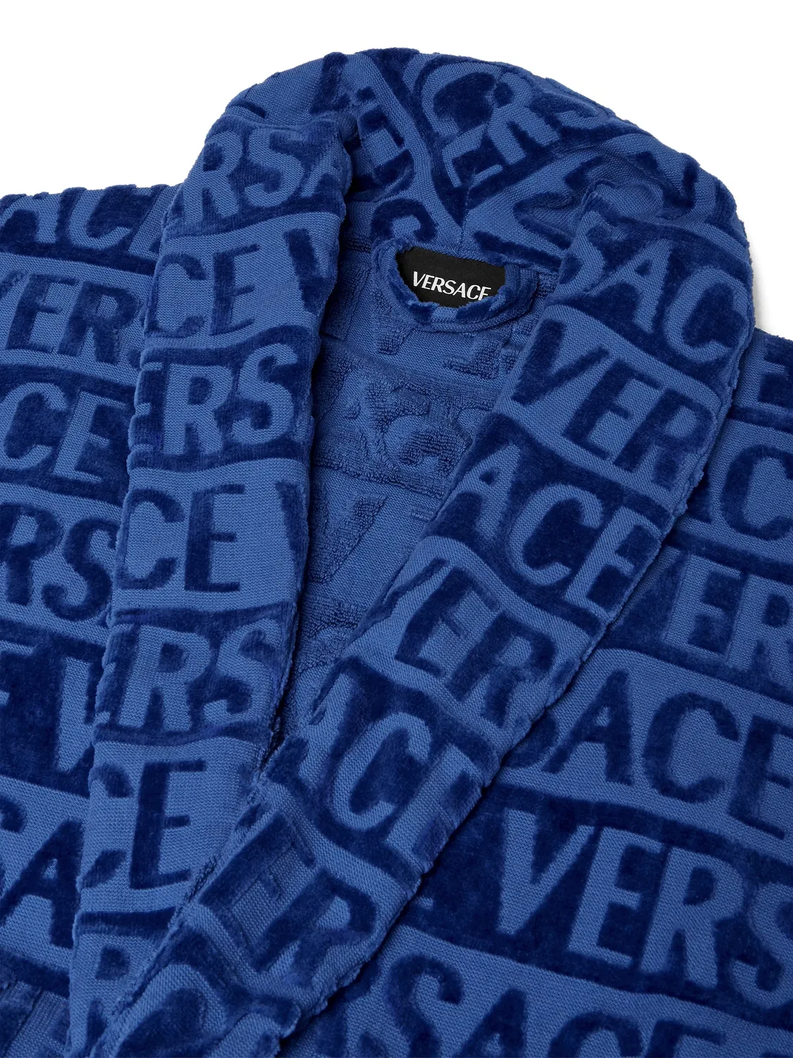 Халат с барочным принтом Versace, синий — фото 4
