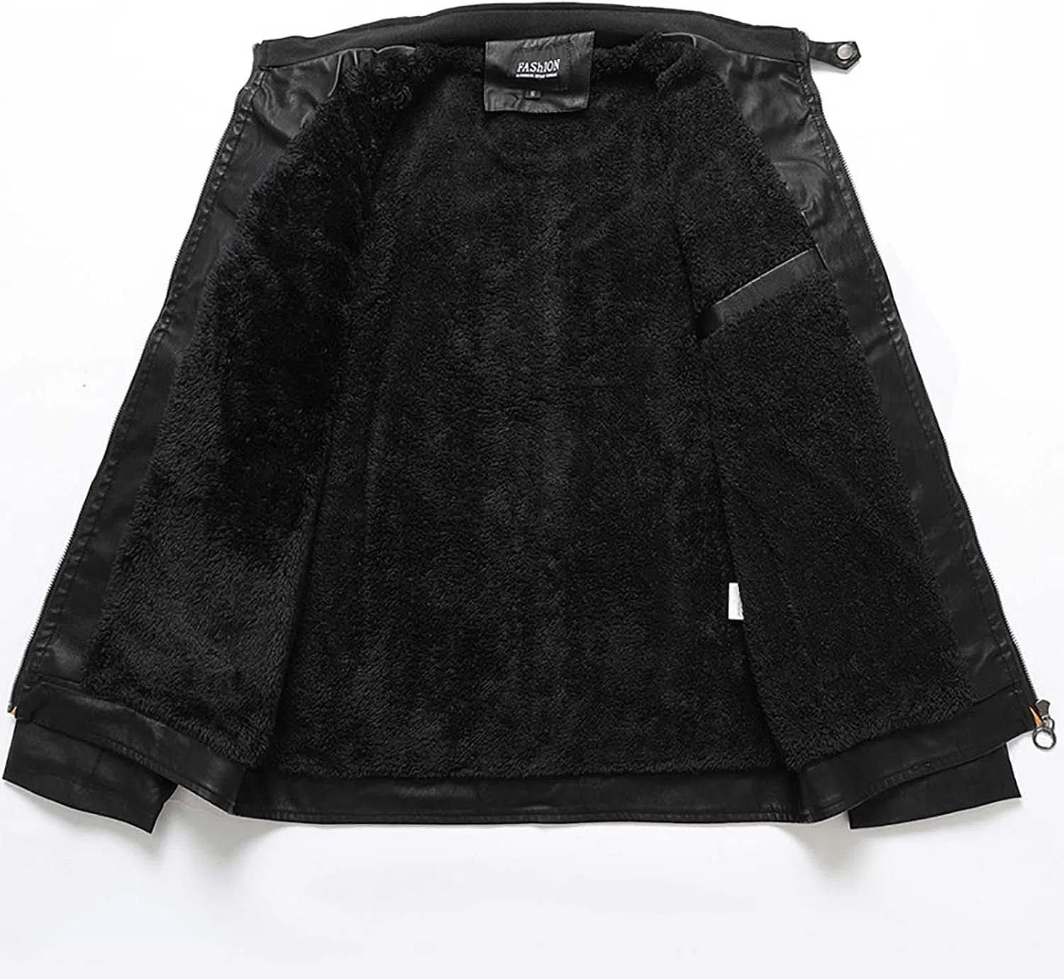 Мужская стильная кожаная куртка Casual Fleece Coat для осени и зимы, модный дизайн с тиснением Generic, кофейный — фото 2