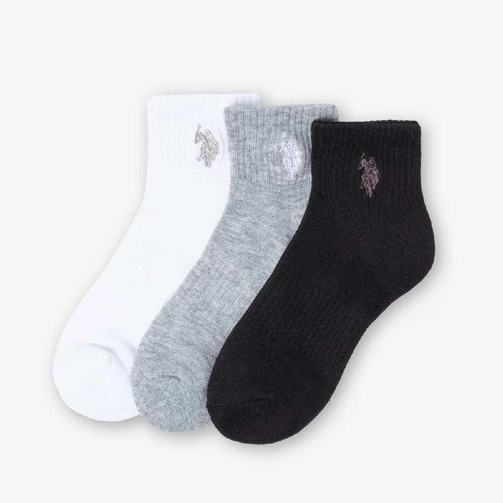 Женские носки U.S. Polo Assn. Core Assorted Quarter Crew, 6 пар, черный/серый/белый