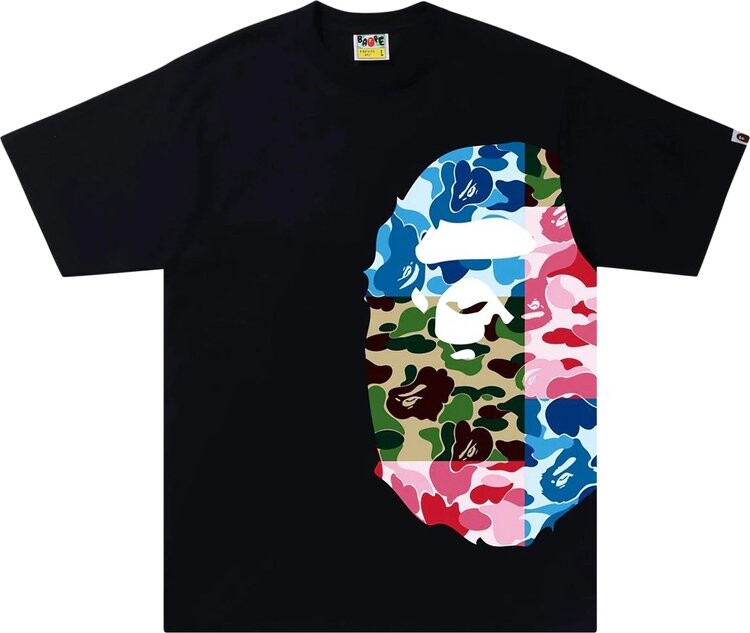 

Футболка BAPE ABC Camo Crazy Side BIg Ape Head Tee 'Black', черный