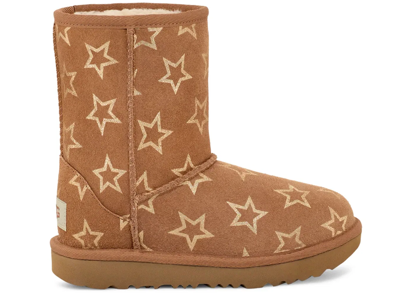 Детский сапог с принтом UGG Classic II Iridescent Stars Boot UGG, Chestnut/Gold Iridescent