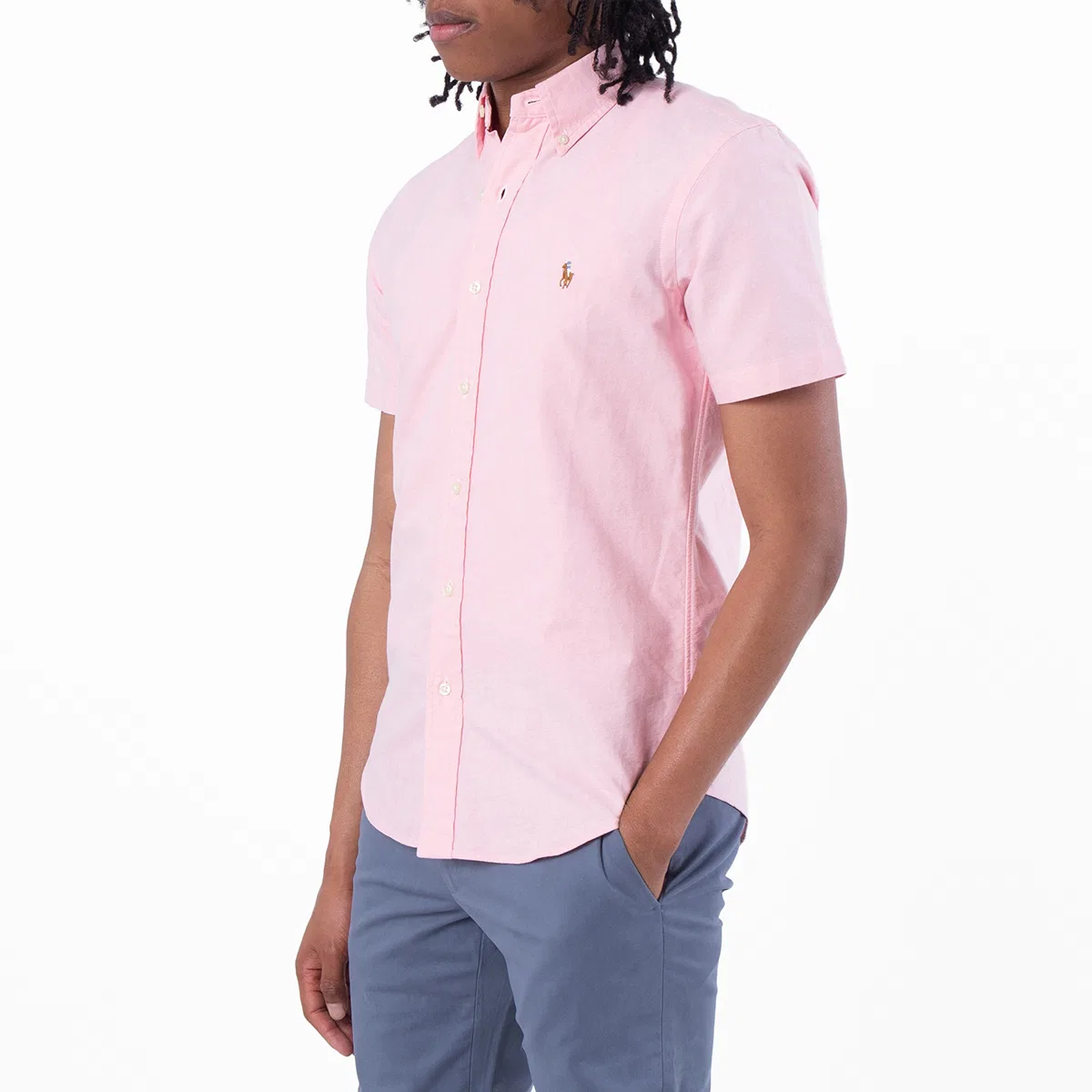 Рубашка оксфордская с коротким рукавом Custom Fit Oxford Shirt Polo Ralph Lauren, Pink — фото 2