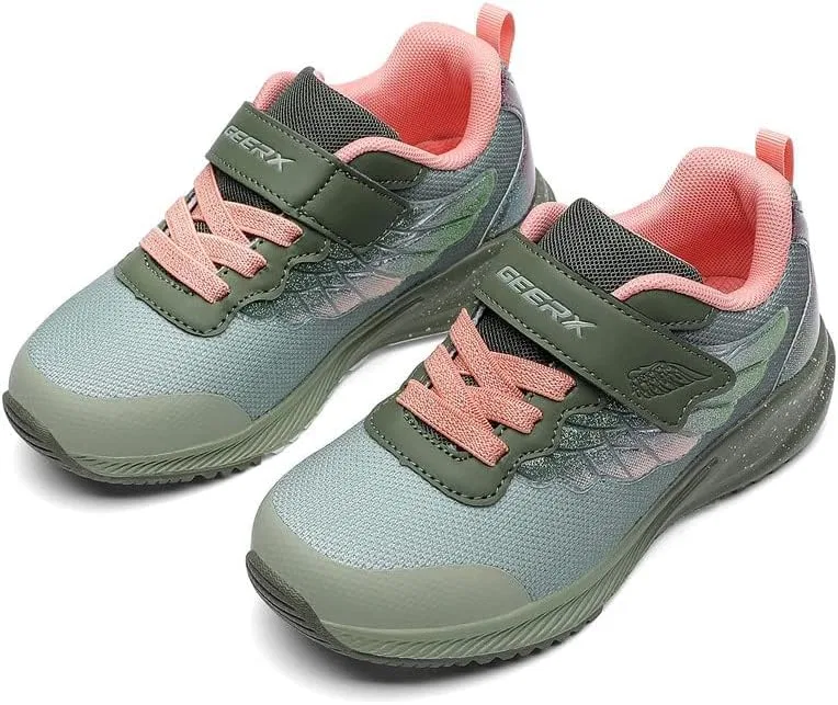 Детские кроссовки для девочек с принтом GEERX, Olive Peach — фото 4