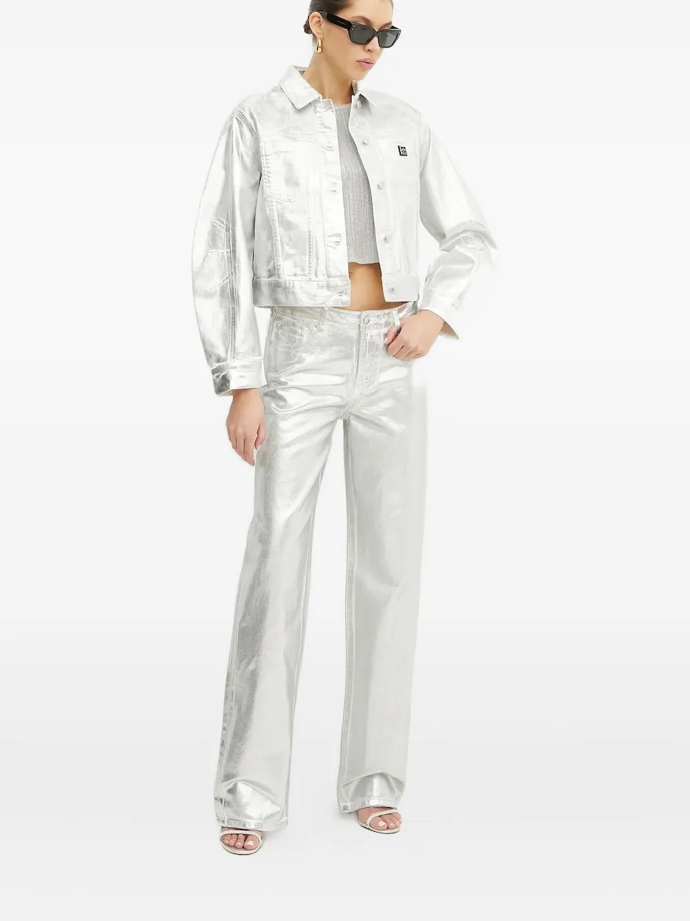 

Прямые джинсы с эффектом металлик Armani Exchange, серый