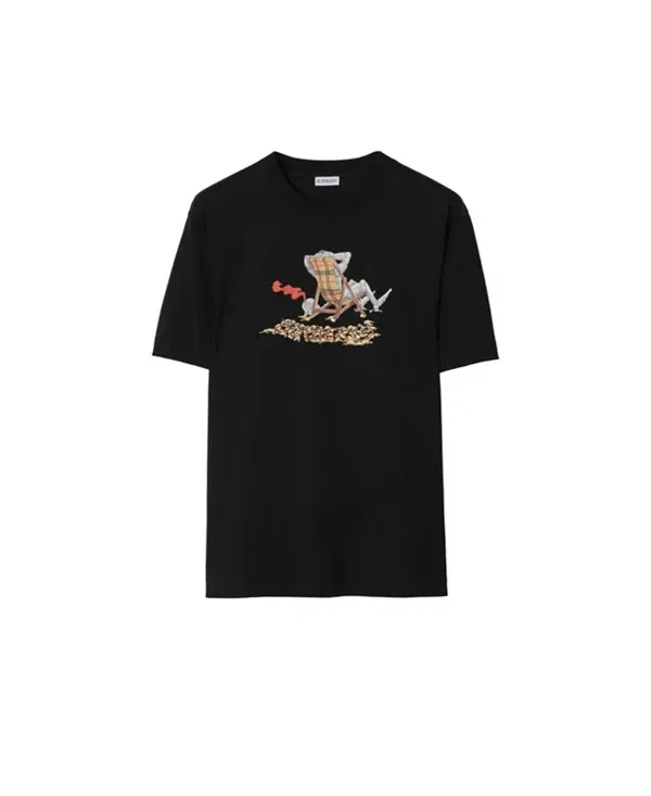 Мужская футболка с принтом Beach Knight Cotton T-Shirt Burberry, черный — фото 3