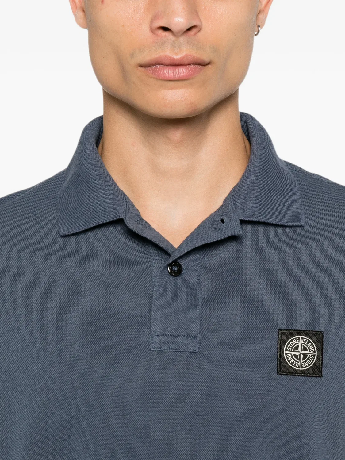 Поло из хлопка синего цвета Stone Island, синий — фото 3