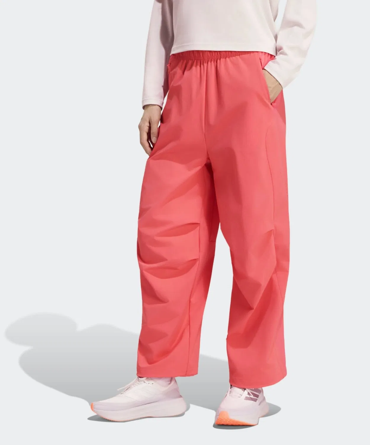 Женские спортивные брюки свободного кроя с двойным плетением Adidas Run Woven Long, Pink