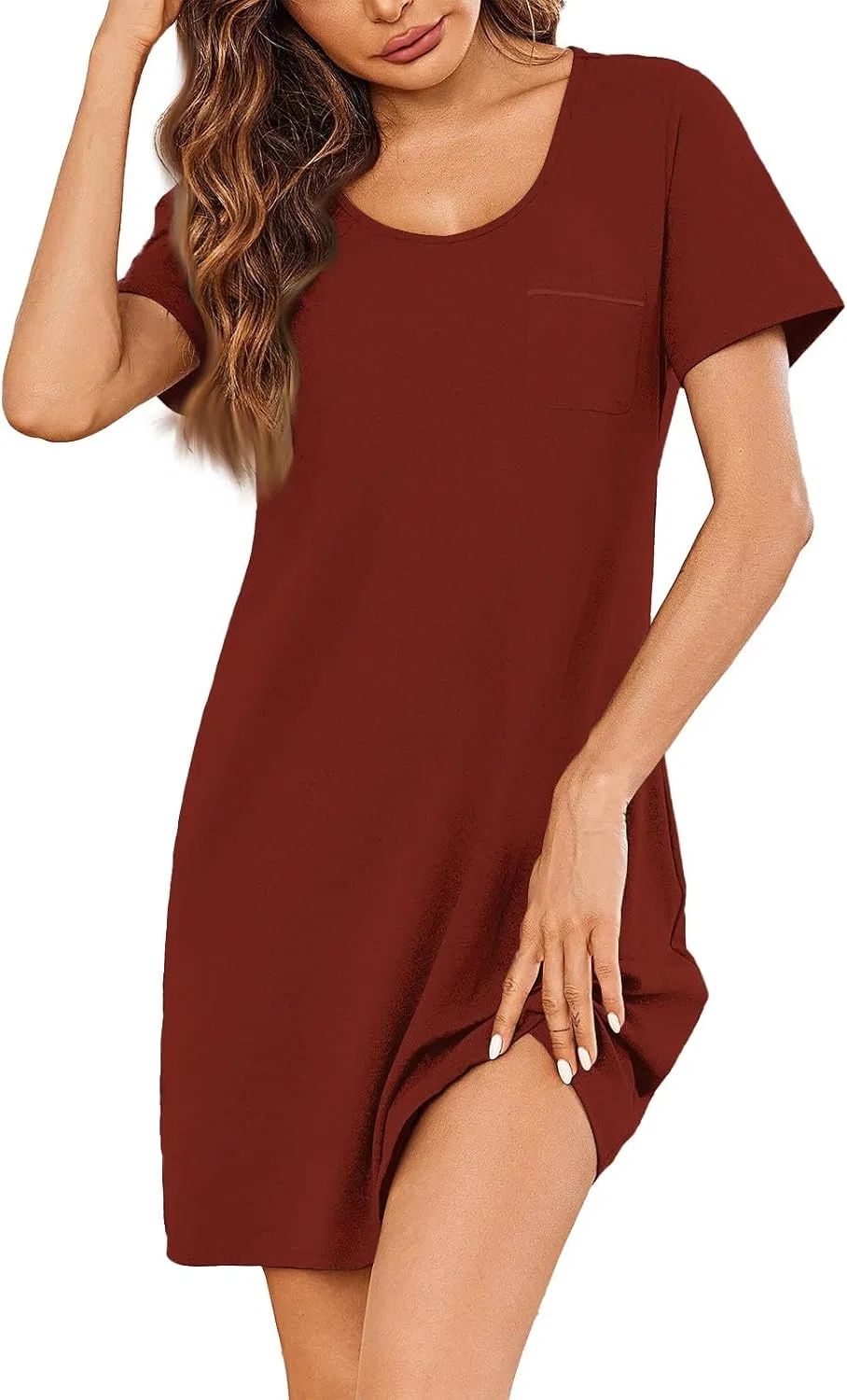 Женское мини-платье с карманами Casual Tshirt, Wine