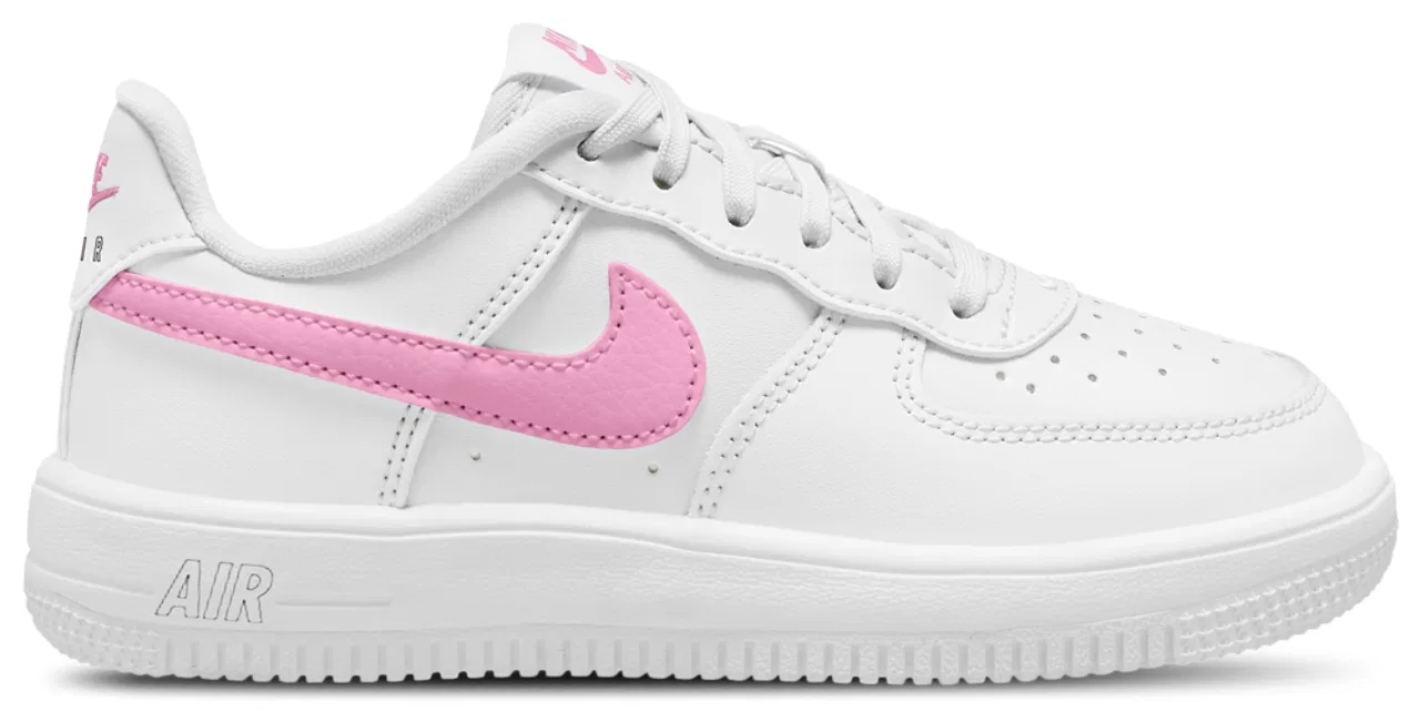 Детские кроссовки для девочек с кожаным верхом Nike Air Force 1 Low Lace, White Pink