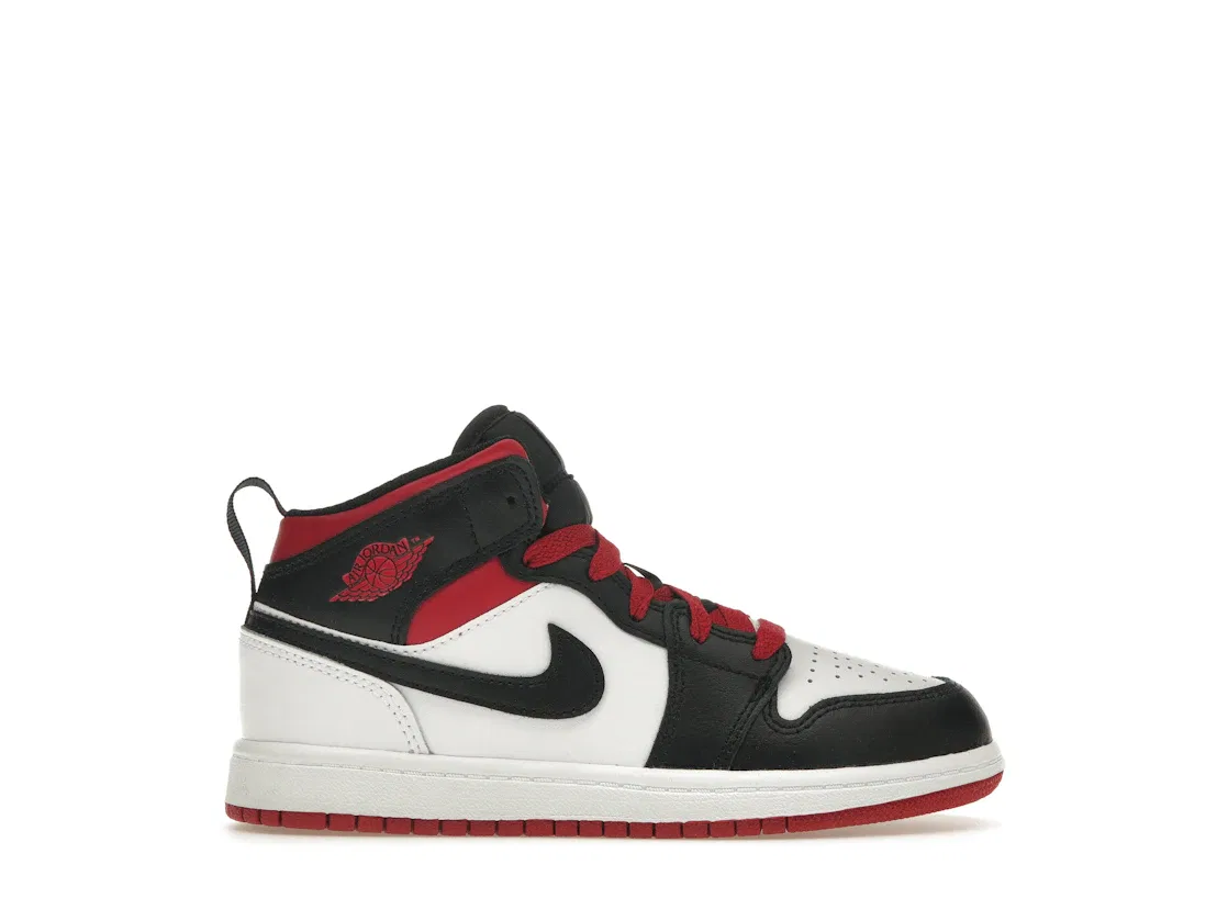 Детские кроссовки с принтом Jordan 1 Mid Jordan, White/Black/Gym Red