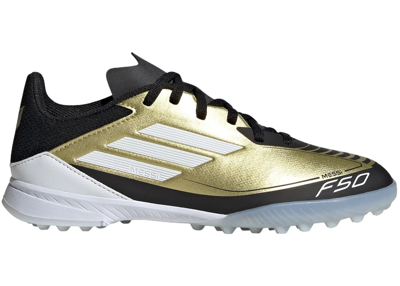 Детские бутсы Adidas F50 League Turf, Gold Metallic/Cloud White/Core Black
