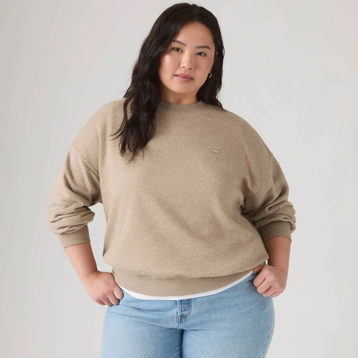 Повседневная толстовка с круглым вырезом (большие размеры) Levi's, Taupe Gray Heather - Brown