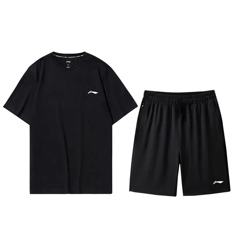 Детский комплект из футболки с коротким рукавом и шорт, Li-Ning, Black