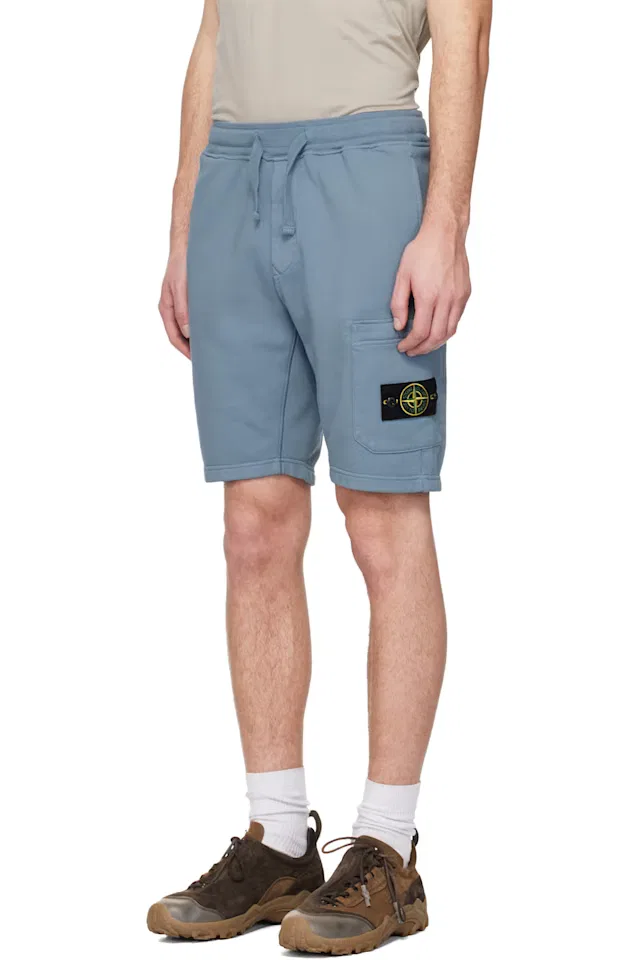 Синие шорты из органического хлопкового флиса 6200011 Stone Island — фото 4