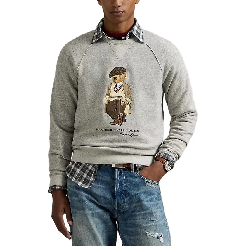 Мужской свитшот с принтом Polo Bear Polo Ralph Lauren, Gray — фото 3