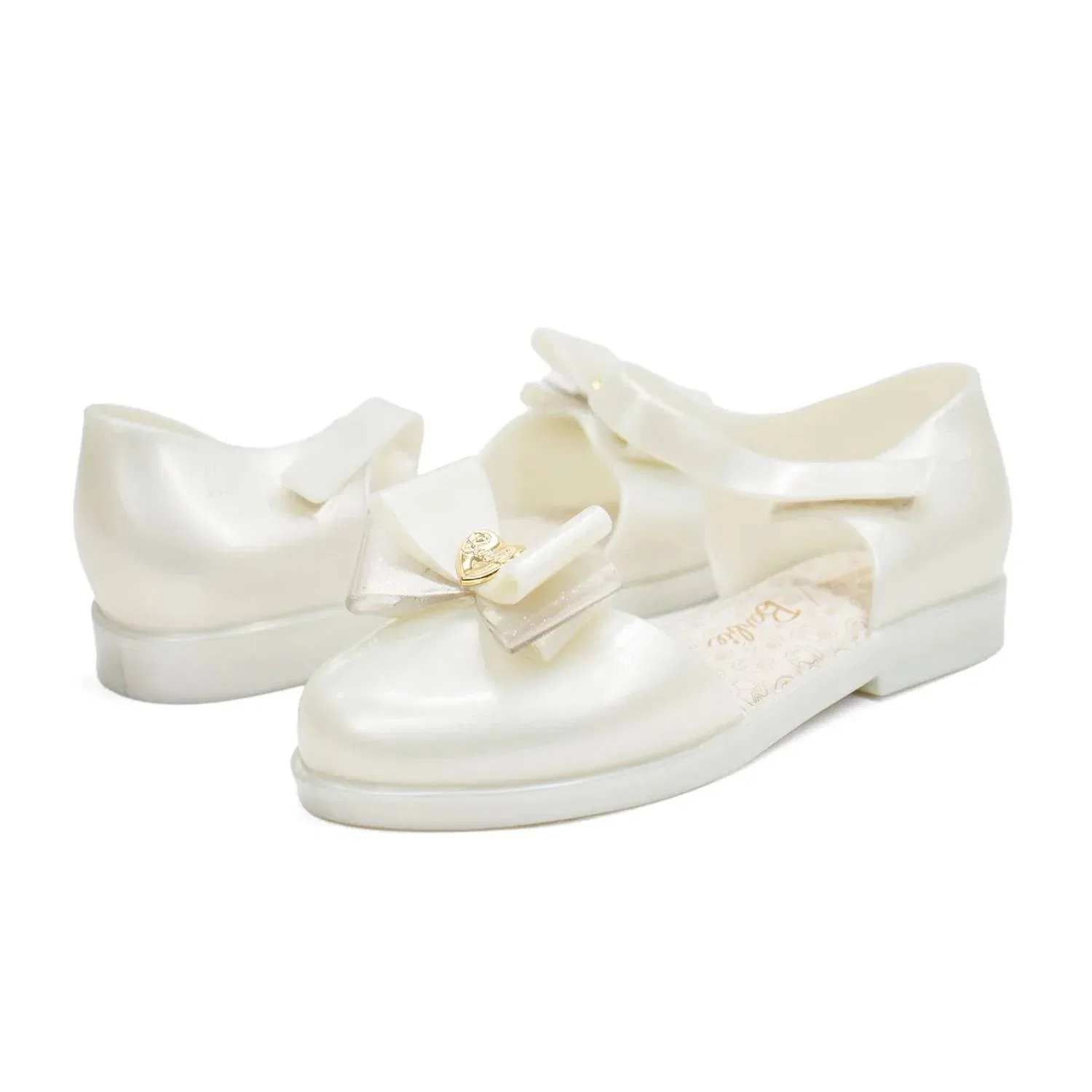 Детские сандалии для девочек с бантом Amy And Barbie Mini Melissa, White Metallic — фото 4