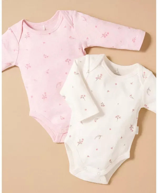 Детский комплект боди с длинным рукавом Purebaby, Pale Pink Blossom Pack — фото 2