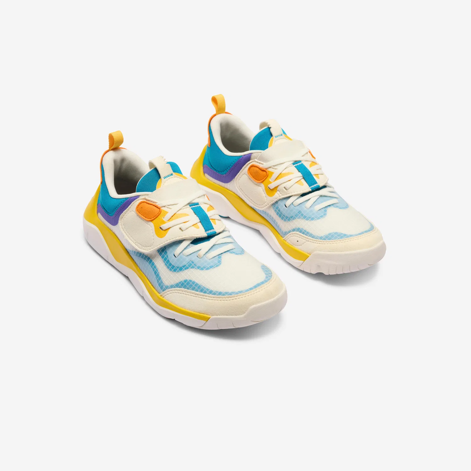 Детские спортивные кроссовки с легким надеванием Playful City Decathlon, Cotton White/Atlantic Blue — фото 3