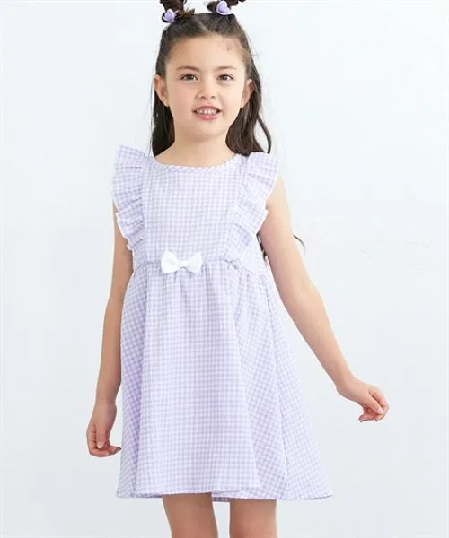 Детское платье для девочек с принтом, без рукавов QUNTSTYLE, Lavender