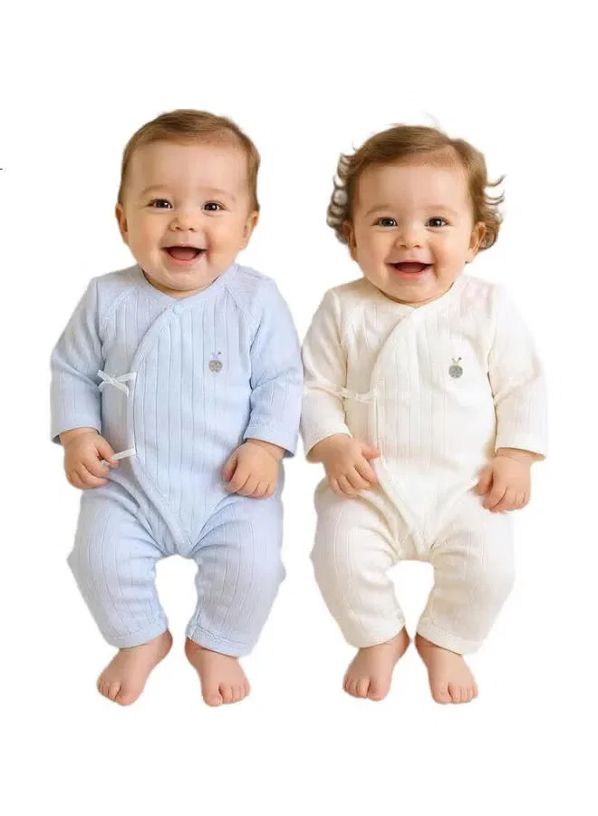Боди-комбинезон с длинным рукавом комплект 2 предмета Babyprints, белый и синий