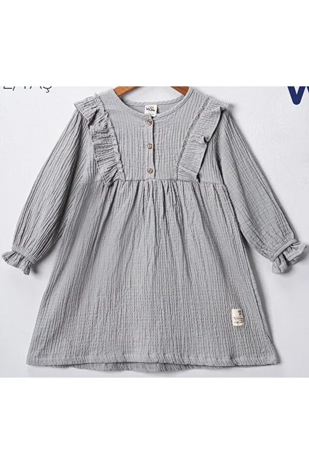 Детское хлопковое платье для девочек с длинным рукавом Won, Gray