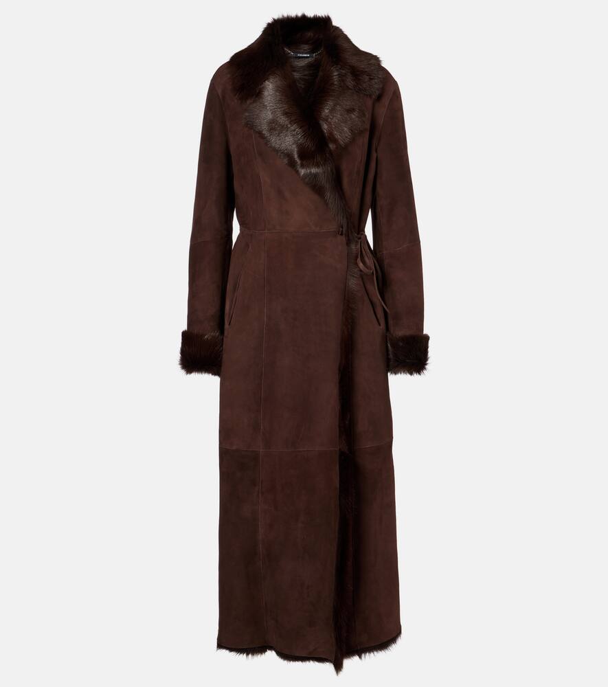 

Джони куртка-кейп из замши с подкладкой из овчины Nour Hammour, Affogato