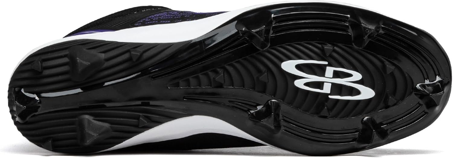 Бутсы Boombah Viper Pureknit для мужчин с формованной средней подошвой - Status - несколько цветовых вариантов - несколько размеров, черный/фиолетовый — фото 2