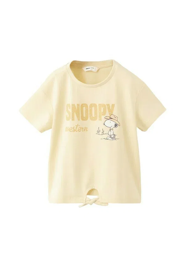 Футболка с принтом Mango Kids, пастельно-желтый