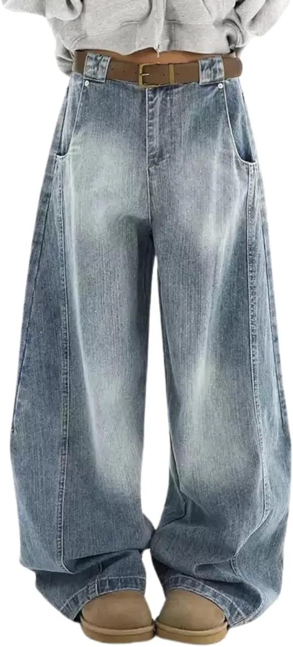 

Брюки Barrel Baggy Jeans для женщин и мужчин, широкие, низкая посадка OTEEGX