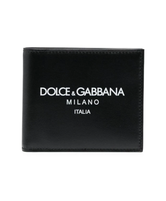 

Двойной кожаный кошелек с логотипом Dolce & Gabbana, черный