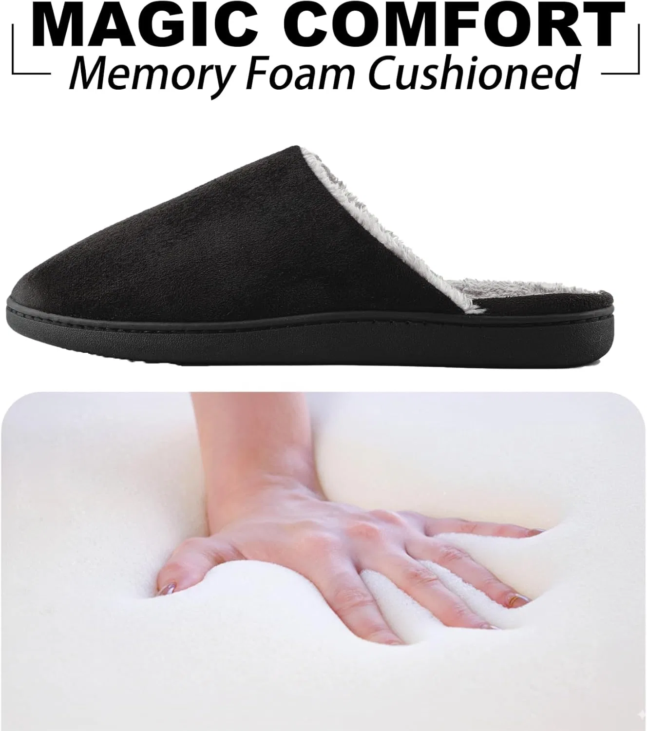 Riemot Hausschuhe Herren Bequem Plüsch Pantoffeln Warme Leichte Weiche Тапочки для Herbst Winter Barfuß Для дома и улицы Gr.38-47, Black — фото 4