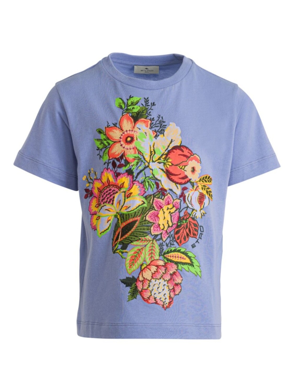 

Футболка ETRO KIDS из хлопка с цветочной вышивкой, синий