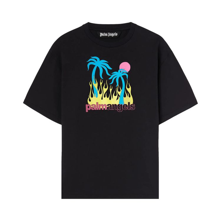 

Футболка Palm Angels Burning Oasi Slim Tee 'Black/Multicolor', черный