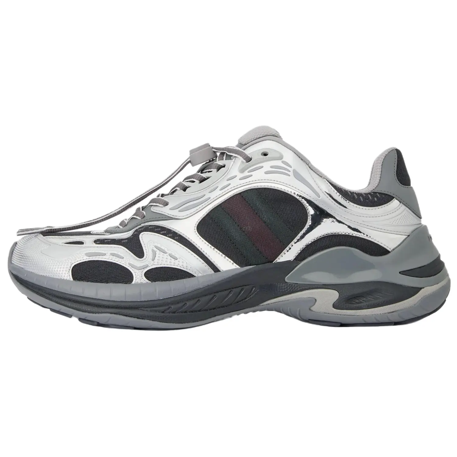 

Gucci 20 Кожаные низкие повседневные кроссовки 5 см, мужские, серебристые