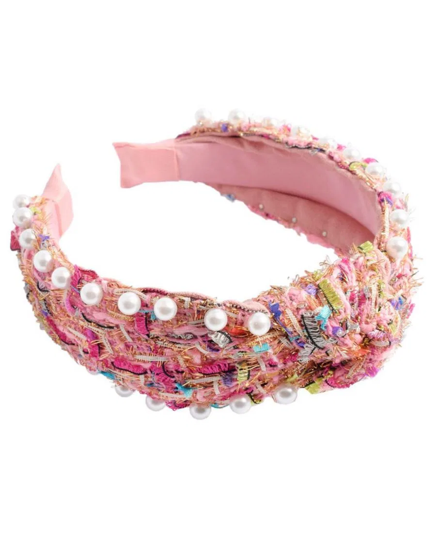 Женская жемчужная повязка на голову It Girl - розовая Headbands Of Hope