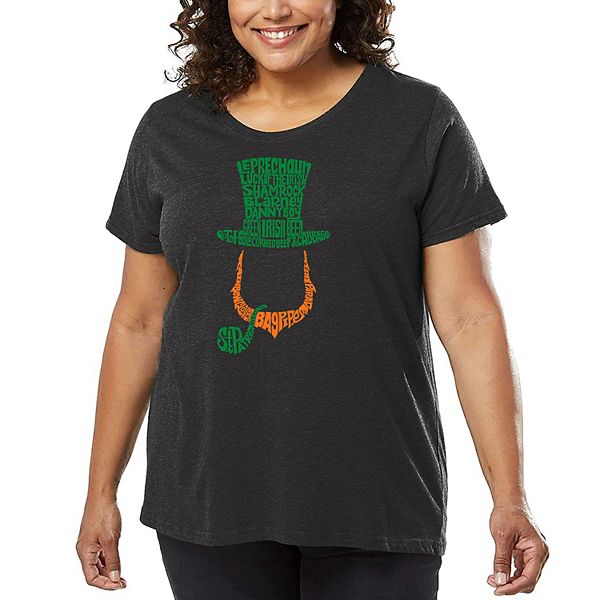 

Футболка с принтом для женщин plus size - leprechaun La Pop Art, Grey