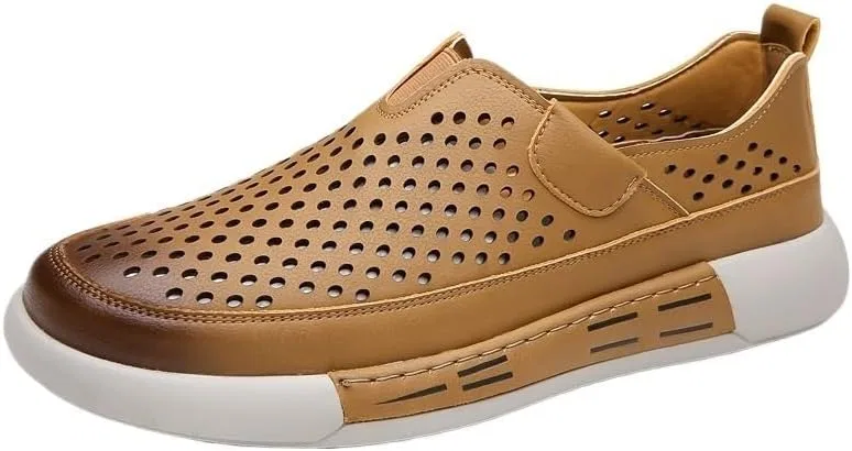 Лоферы замшевые Men’s Vintage Suede Loafers Slip-On Round Toe Wedding Prom Low Top Anti-Slip Shoes, желтый DHFIRUFSHLO