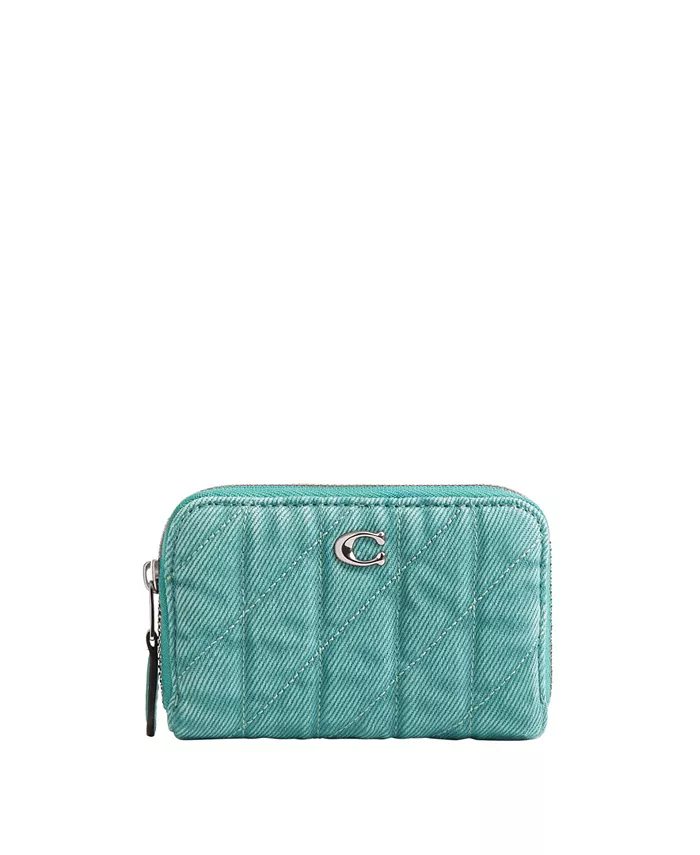 

Джинсовый универсальный кошелек на молнии Essential Zip Around Card Case Wallet COACH, зеленый