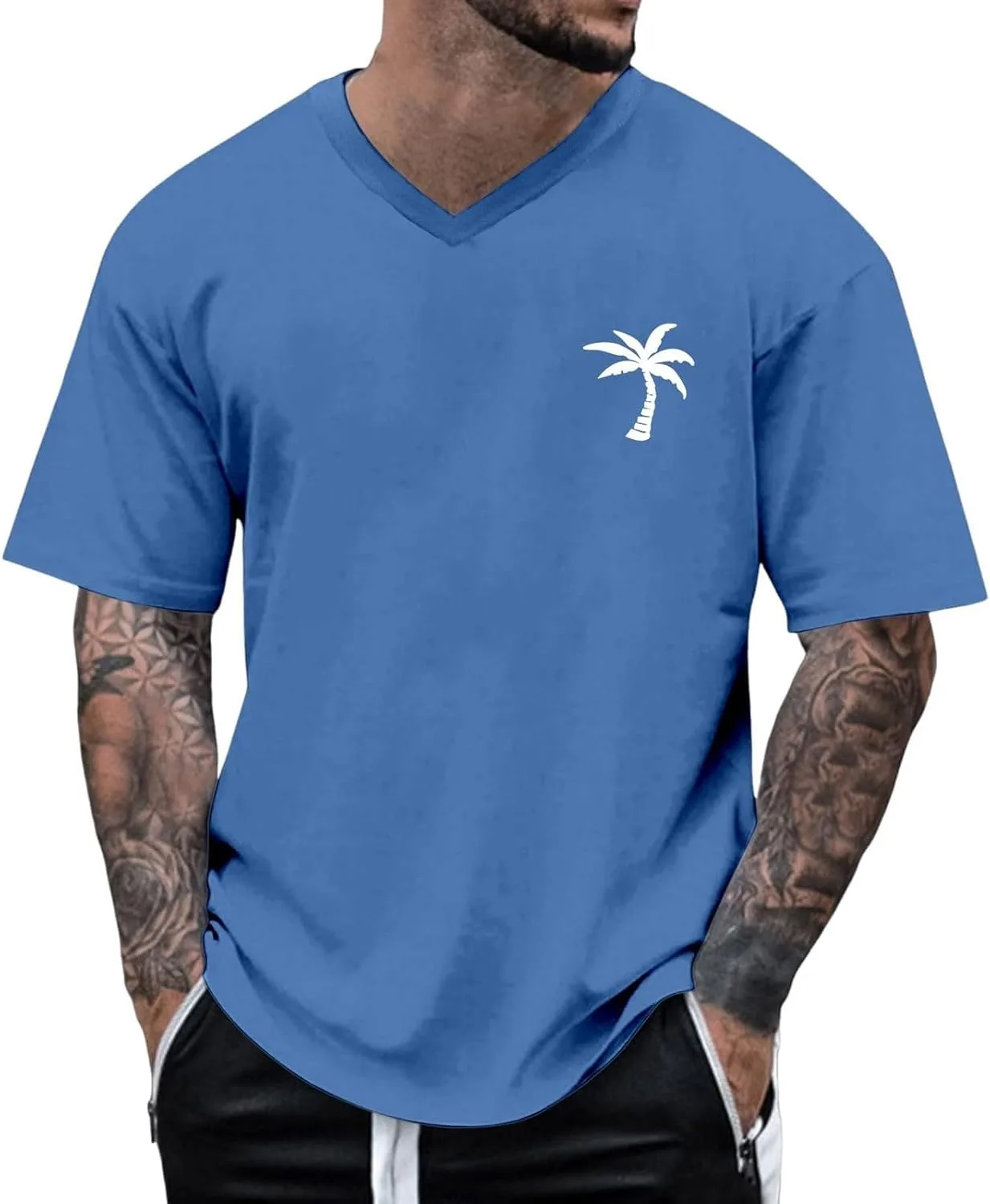 

Мужская футболка с тропическим принтом, круглый вырез, короткий рукав, свободный крой, летняя, быстросохнущая