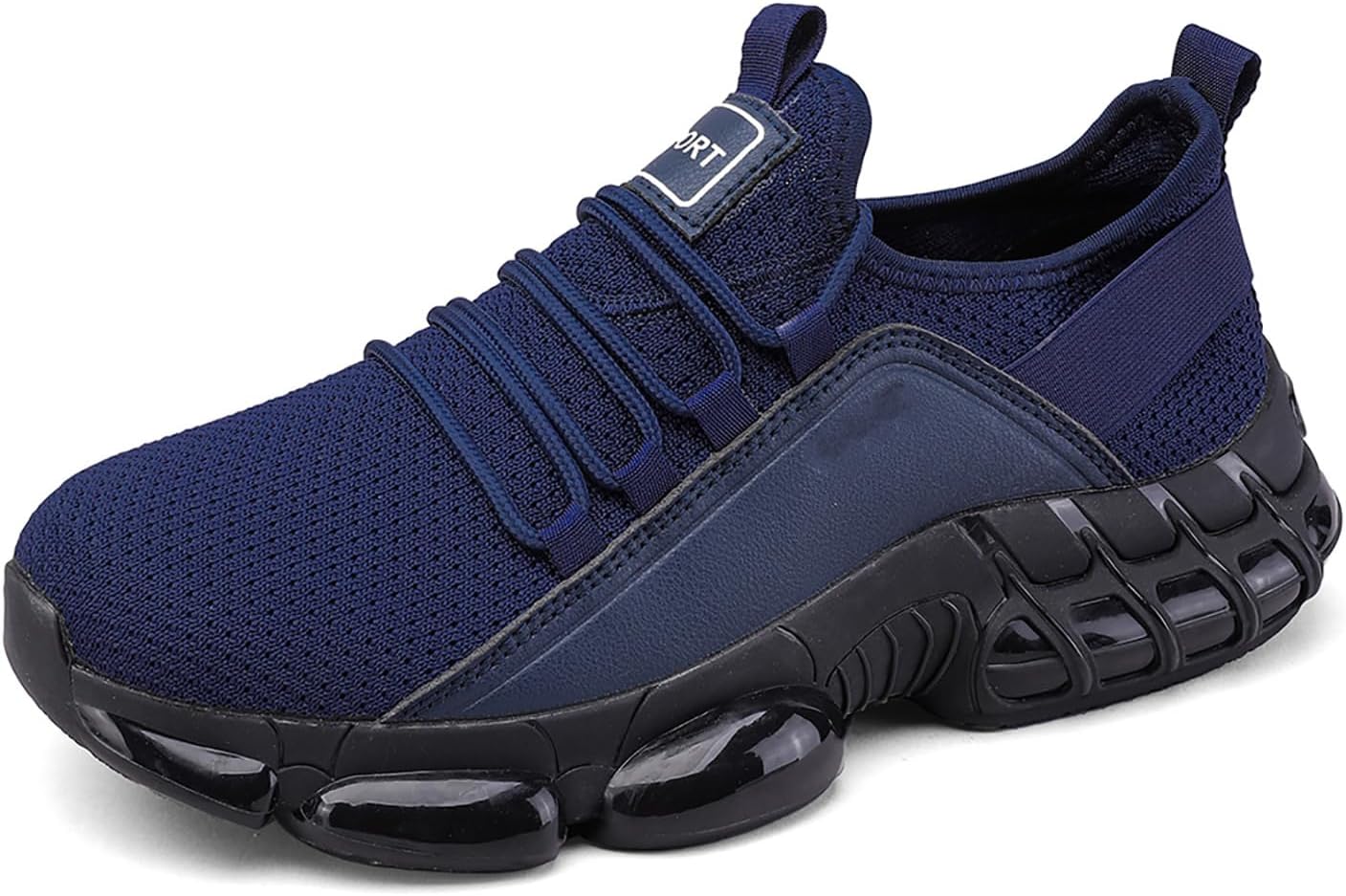 

Мужские сетчатые кроссовки для ходьбы и бега, с шнуровкой, легкие, модные, баскетбольные, удобные, не скользящие, повседневные, для работы, спорта, фитнеса и тенниса Enoegmsd, темно-синий