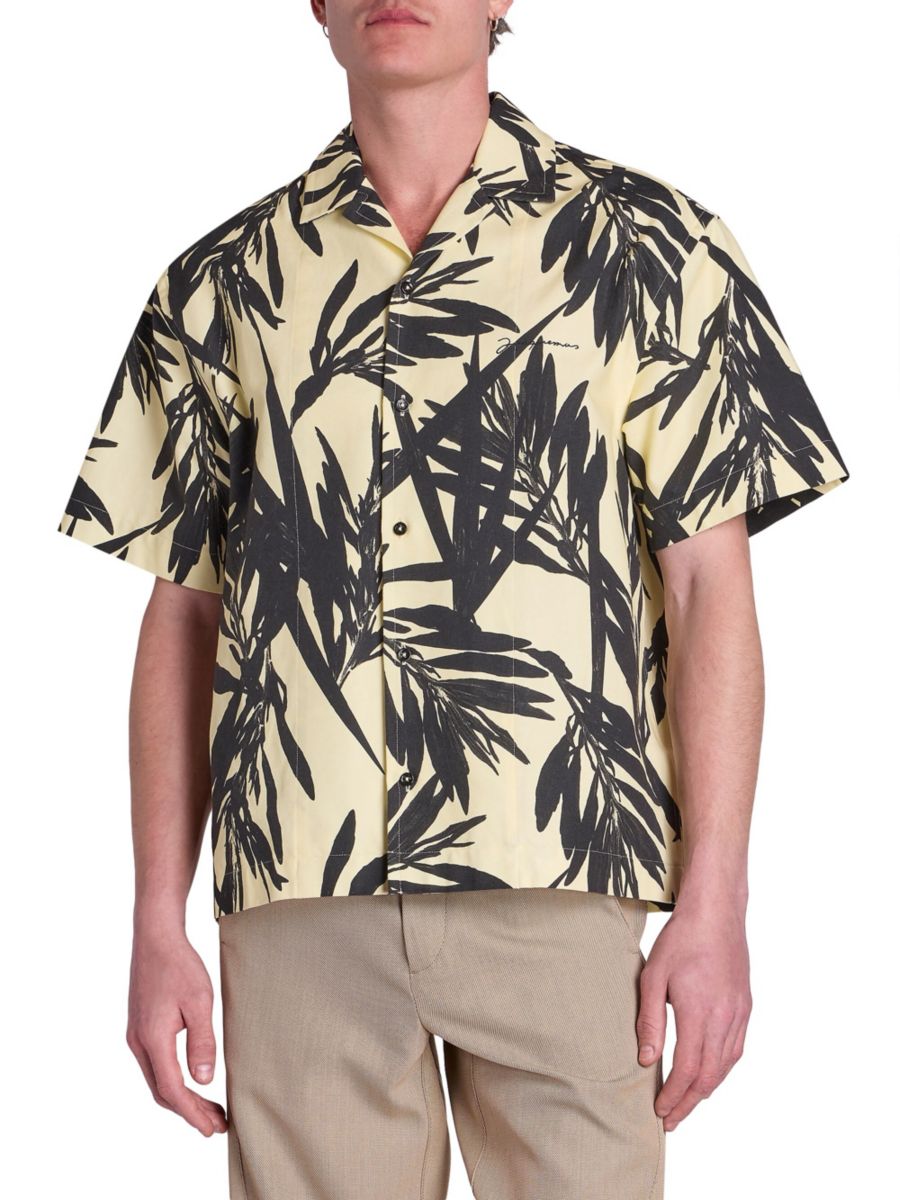 

Хлопковая рубашка для кемпинга с изображением листвы Jacquemus, цвет Print Foliage Black Yellow